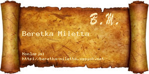 Beretka Miletta névjegykártya